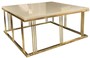 Casa Padrino Luxus Couchtisch Creme / Gold 100 x 100 x H. 45 cm - Quadratischer Wohnzimmertisch mit Glasplatte - Wohnzimmer M�bel 