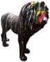 Casa Padrino Designer Dekofigur L�we Schwarz / Mehrfarbig 190 x H. 140 cm - Riesige Lebensgro�e Skulptur - Gartendeko 