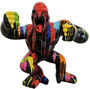 Casa Padrino Designer Deko Skulptur Gorilla Affe Mehrfarbig / Schwarz 125 x 60 x H. 102 cm - Wetterbest�ndige Dekofigur - Luxus Kollektion XXL Lebensgross 