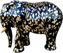 Casa Padrino Designer Deko Skulptur Elefant mit Glitzer Look Schwarz / Gold 90 x H. 70 cm - Deko Tierfigur - Wetterbest�ndige Gartendekofigur - Deko Accessoires 