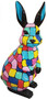 Casa Padrino Luxus Deko Skulptur Hase Bunt H. 220 cm - Riesige Gartenskulptur - XXL Deko Skulptur - XXL Deko Figur - XXL Tierfigur - Luxus Garten Deko Tierfigur 