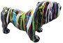 Casa Padrino Designer Dekofigur Hund Bulldogge Schwarz / Mehrfarbig 55 x H. 32 cm - Wetterbest�ndige Deko Skulptur - Wohnzimmer Deko - Garten Deko - Designer Deko Tierfigur 