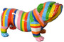 Casa Padrino Designer Dekofigur Hund Bulldogge Mehrfarbig Gestreift 55 x H. 32 cm - Wetterbest�ndige Deko Skulptur - Wohnzimmer Deko - Garten Deko - Designer Deko 