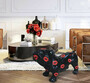 Casa Padrino Designer Dekofigur Hund Bulldogge Schwarz / Rot 57 x 25 x H. 35 cm - Wetterbest�ndige Deko Skulptur - Wohnzimmer Deko - Garten Deko - Designer Deko Tierfigur