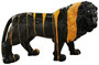 Casa Padrino Designer Dekofigur L�we Schwarz / Orange 190 x 61 x H. 140 cm - Riesige Lebensgro�e Skulptur - Gartendeko 