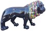 Casa Padrino Designer Dekofigur L�we Schwarz / Mehrfarbig 190 x 61 x H. 140 cm - Riesige Lebensgro�e Skulptur - Gartendeko 
