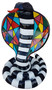 Casa Padrino Designer Dekofigur Cobra Schlange Schwarz / Wei� / Bunt H. 90 cm - Wohnzimmer Deko Skulptur - Gartendeko Skulptur - Wetterbest�ndige Tierfigur 
