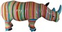 Casa Padrino Designer Dekofigur Nashorn mit Streifen Mehrfarbig 175 x H. 80 cm - Riesige Deko Skulptur - Gartenfigur - Gartendeko 