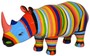 Casa Padrino Designer Dekofigur Nashorn mit Streifen Mehrfarbig 175 x H. 80 cm - Riesige Deko Skulptur - Gartenfigur - Luxus Gartendeko 