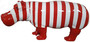 Casa Padrino Designer Dekofigur Nilpferd mit Streifen Rot / Wei� 180 x H. 79 cm - Deko Skulptur - Riesige Gartenfigur - Gartendekoration 