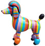 Casa Padrino Designer Gartendeko Skulptur Pudel Hund Mehrfarbig Gestreift 64 x H. 63 cm - Gartendeko Figur - Wetterbest�ndige Gartenfigur - Dekorative Tierfigur 
