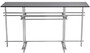 Casa Padrino Designer Konsole Silber / Grau 131 x 36,5 x H. 73 cm - Edelstahl Konsolentisch mit Glasplatte - Designer M�bel - Luxus Qualit�t