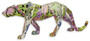 Casa Padrino Designer Kunstharz Dekofigur Leopard Bunt 66 x 13,6 x H. 24,6 cm - Wohnzimmer Deko Skulptur - Deko Accessoires 