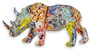 Casa Padrino Designer Kunstharz Dekofigur Nashorn Bunt 31,9 x 13 x H. 16,8 cm - Wohnzimmer Deko Skulptur - Deko Accessoires 