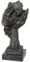 Casa Padrino Designer Kunstharz Skulptur Gesicht ruht auf Hand Bronze / Schwarz 15 x 12,5 x H. 32,3 cm - Dekofigur - Schreibtisch Dekoration - Deko Accessoires 