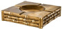 Casa Padrino Luxus Aschenbecher Vintage Messingfarben 22,5 x 22,5 x H. 5,5 cm - Quadratischer Messing Aschenbecher in Bambusoptik - Luxus Deko Accessoires