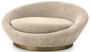 Casa Padrino Luxus Sofa Sandfarben / Messing  147 x H. 74 cm - Rundes Wohnzimmer Sofa - Rundsofa - Wohnzimmer M�bel 