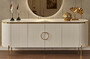 Casa Padrino Luxus Sideboard Wei� / Gold 210 x 52 x H. 78 cm - Edler Massivholz Schrank mit 4 T�ren - Luxus M�bel