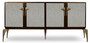 Casa Padrino Designer Sideboard Braun / Grau / Messing 192 x 46 x H. 90 cm - Massivholz Schrank mit 4 T�ren - Wohnzimmer M�bel - Hotel M�bel - Luxus Kollektion 