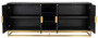 Casa Padrino Luxus Sideboard Schwarz / Gold 225 x 45 x H. 90 cm - Massivholz Schrank mit 4 T�ren - Wohnzimmer M�bel - Hotel M�bel - Luxus Kollektion
