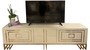 Casa Padrino Luxus TV Schrank Creme / Gold 220 x 45 x H. 60 cm - Edler Fernsehschrank mit 4 T�ren und 2 Schubladen - Luxus Wohnzimmer M�bel 