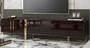 Casa Padrino Luxus Art Deco TV Schrank Dunkelbraun Hochglanz / Gold - Edler Wohnzimmer Fernsehschrank mit 6 T�ren - Art Deco M�bel