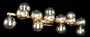 Casa Padrino Designer Wandleuchte Gold / Bernsteinfarben 95 x 23 x H. 24 cm - Moderne Wandlampe mit kugelf�rmigen Lampenschirmen