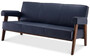 Casa Padrino Luxus Echtleder Sofa Blau / Braun 160 x 78 x H. 74 cm - Wohnzimmer Sofa mit edlem B�ffelleder - Wohnzimmer M�bel - Luxus Kollektion