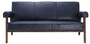 Casa Padrino Luxus Echtleder Sofa Blau / Braun 160 x 78 x H. 74 cm - Wohnzimmer Sofa mit edlem B�ffelleder - Wohnzimmer M�bel - Luxus Kollektion