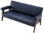 Casa Padrino Luxus Echtleder Sofa Blau / Braun 160 x 78 x H. 74 cm - Wohnzimmer Sofa mit edlem B�ffelleder - Wohnzimmer M�bel - Luxus Kollektion