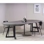 Casa Padrino Esstisch Grau / Schwarz 138-314 cm - Runder Ausziehbarer K�chentisch