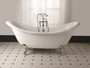 Casa Padrino Luxus Jugendstil Badewanne Wei� / Silber 180 x 77 x H. 79 cm - Gebogene freistehende Acryl Badewanne mit verchromten kugelf�rmigen Stahl F��en - Jugendstil Badezimmerm�bel