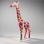 Casa Padrino Garten Deko Skulptur Giraffe Wei� / Rot / Bunt H. 205 cm - Gro�e Garten Deko Figur - Garten Tierfigur - Garten Figuren