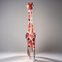 Casa Padrino Garten Deko Skulptur Giraffe Wei� / Rot / Bunt H. 205 cm - Gro�e Garten Deko Figur - Garten Tierfigur - Garten Figuren