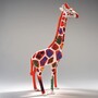 Casa Padrino Garten Deko Skulptur Giraffe Wei� / Rot / Bunt H. 205 cm - Gro�e Garten Deko Figur - Garten Tierfigur - Garten Figuren