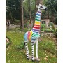 Casa Padrino Garten Deko Skulptur Giraffe Wei� / Bunt H. 205 cm - Garten Deko Figur
