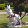 Casa Padrino Garten Deko Skulptur Esel mit Blumenk�rben Wei� / Grau H. 86 cm - Garten Figur - Garten & Terrassen Deko Accessoires