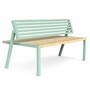 Casa Padrino Gartenbank Mintgr�n / Naturfarben 150 cm - Doppelseitige Parkbank mit R�ckenlehne - Outdoor Sitzbank - Garten M�bel 