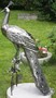 Casa Padrino Gartendeko Skulptur Pfau Silber 50 x 75 x H. 118 cm - Elegante Edelstahl Gartendeko Figur - Wetterbest�ndige Gartenfigur