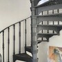 Casa Padrino Gusseisen Wendeltreppe mit Gel�nder linke Seite Grau H. 302 cm - Rustikale Spiraltreppe