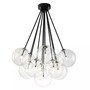 Casa Padrino H�ngeleuchte Schwarz / Transparent  66 x H. 95 cm - Moderne Pendelleuchte mit 13 Glaskugeln 