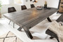 Casa Padrino Industrial Design Esstisch Grau / Schwarz 200 x 100 x H. 76 cm - Massivholz K�chentisch im Industrie Design - Esszimmer M�bel