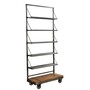Casa Padrino Industrie Stil Leiterregal Anthrazit / Braun 100 x 45 x H. 230 cm - Fahrbares Regal mit 5 Metallb�den