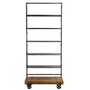 Casa Padrino Industrie Stil Leiterregal Anthrazit / Braun 100 x 45 x H. 230 cm - Fahrbares Regal mit 5 Metallb�den