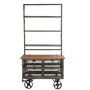 Casa Padrino Industrie Stil Servierwagen Anthrazit / Braun 106 x 48 x H. 208 cm - Rollwagen mit Aufsatzregal und 4 Gitterschubladen