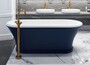Casa Padrino Jugendstil Badewanne mit Standarmatur Blau / Wei� / Messing 170 cm