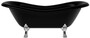 Casa Padrino Jugendstil Badewanne Schwarz / Silber 188 cm - Freistehende Retro Stil Badewanne