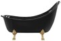 Casa Padrino Jugendstil Badewanne Schwarz / Gold 180 cm - Freistehende Retro Stil Badewanne
