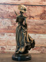 Casa Padrino Jugendstil Bronze Skulptur Dame Bronzefarben / Schwarz 17 x 12 x H. 33 cm - Bronze Skulptur mit Marmorsockel - Barock & Jugendstil Deko Accessoires