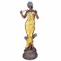 Casa Padrino Jugendstil Garten Deko Messing Skulptur Frau mit Blumen Gold / Bronze / Schwarz H. 180 cm 